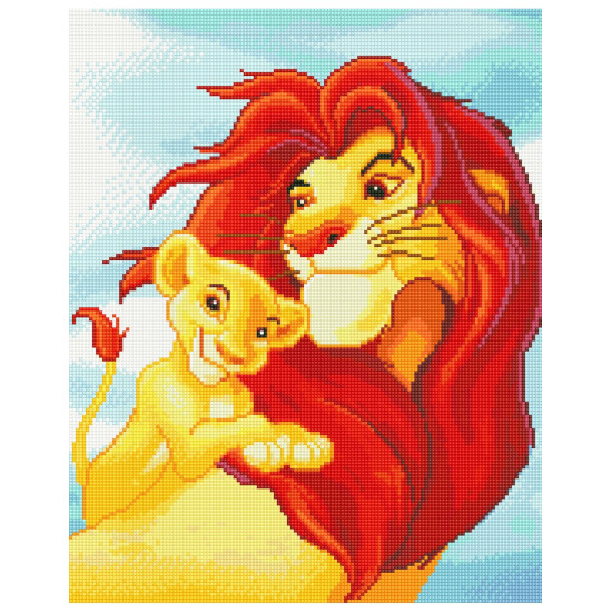 Deimantinė mozaika, Mufasa su Simba, 40x50, Oh-art, GJ6316