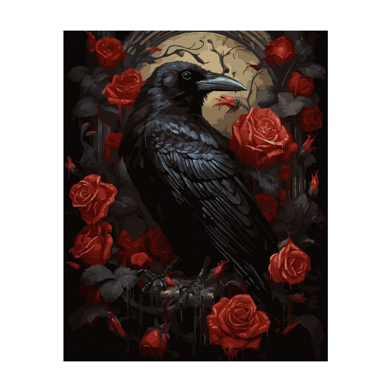 Painting by numbers, Crow and Rose, 40x50, Oh-art, ANG727