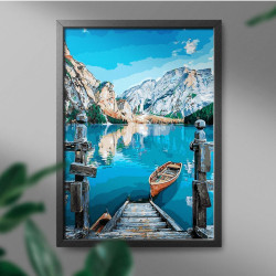 Glezna pēc numuriem, Laiva un kalni, 40x50, Oh-art, GX29450/OH