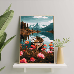 Painting by numbers, Boat on the river, 40x50, Oh-art, ANG718