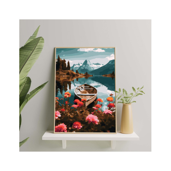 Painting by numbers, Boat on the river, 40x50, Oh-art, ANG718