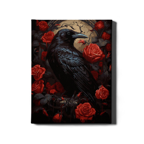 Painting by numbers, Crow and Rose, 40x50, Oh-art, ANG727