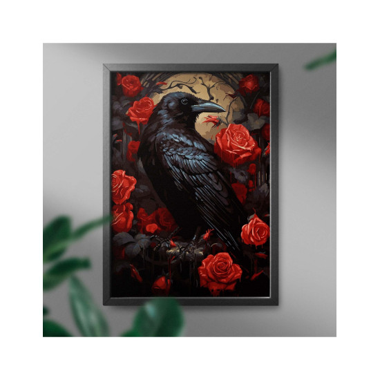 Painting by numbers, Crow and Rose, 40x50, Oh-art, ANG727