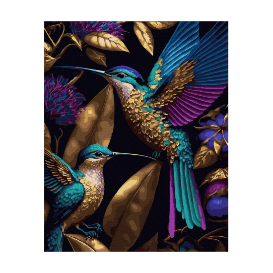 Glezna pēc numuriem, Kolibri zeltā, 40x50, Oh-art, JX1099