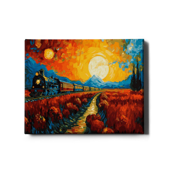 Tapymas pagal numerius, Traukinys saulėlydžio metu, 40x50, Oh-art, GX47169