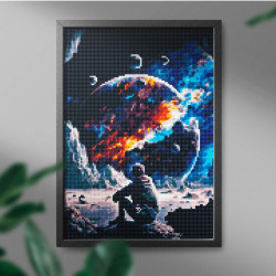 Dimanta mozaīka, Astronauts uz Mēness, 30x40, Oh-art, EJ1618
