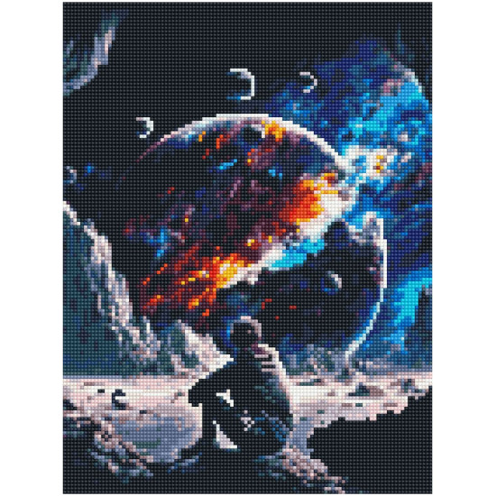 Dimanta mozaīka, Astronauts uz Mēness, 30x40, Oh-art, EJ1618