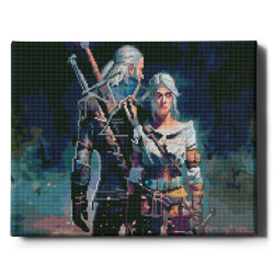 Dimanta mozaīka, Raganas Geralts un Cirilla, 40x50, Oh-art, GJ6419