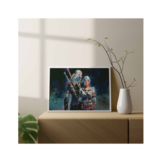 Dimanta mozaīka, Raganas Geralts un Cirilla, 40x50, Oh-art, GJ6419