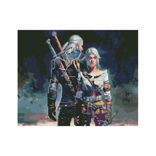 Dimanta mozaīka, Raganas Geralts un Cirilla, 40x50, Oh-art, GJ6419