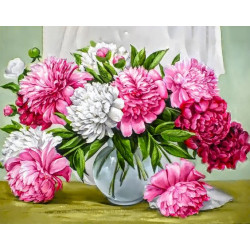 Dimanta mozaīka, Dzīvīgas Peonijas, 48x38 cm, artkatalog, WD2352