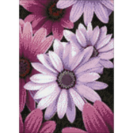 Dimanta mozaīka, Purpurs Margrietiņas, 27x38 cm, artkatalog, WD2306