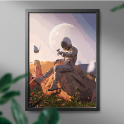 Glezna pēc numuriem, Astronauts un tauriņš, 40x50, Oh-art, ANG193