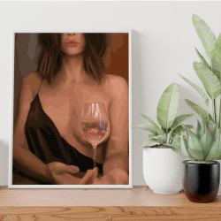 Glezna pēc numuriem, Dāma ar glāzi, 40x50, Oh-art, ANG121