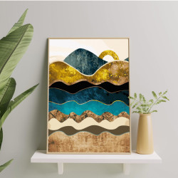 Glezna pēc numuriem, Zelta kalni ar zelta krāsu, 40x50, Oh-art, JX1035