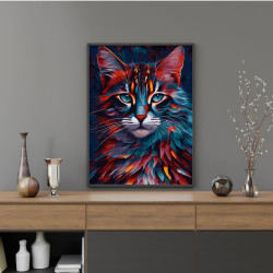 Glezna pēc numuriem, Daudzkrāsains kaķis, 40x50, Oh-art, ANG373