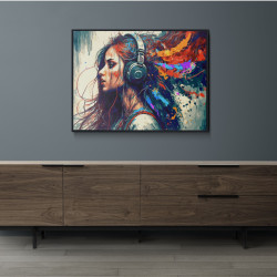 Glezna pēc numuriem, Meitene austiņās, 40x50, Oh-art, ANG331