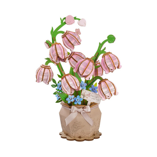 Koka 3D ziedu puzle, Pink Lily of the Valley, 158 det., robotime, TF003