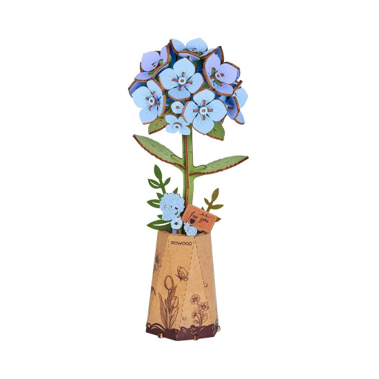 Medinė 3D gėlių dėlionė, Blue Hydrangea, robotime, TW141