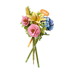 Koka 3D ziedu puzle, Misty Pink Bouquet, 275 det., robotime, TWM52