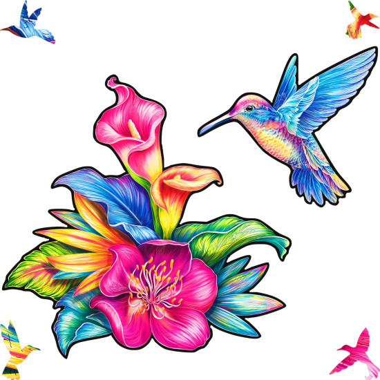 Деревянный пазл, Неуловимый Колибри/Размер S, unidragon, Elusive Colibri/M