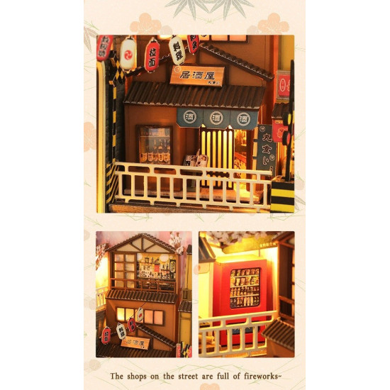 3D Miniatūra māja, Japānas Stila Sakura Brīvdienu Diy Grāmatu Nook, Hongda, DMH-M2211