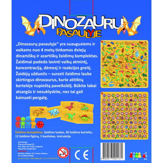 Stalo žaidimas Dinozaurų pasaulyje (4+, lietuvių k.), PlayLand, L-251LT