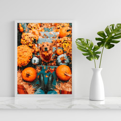 Tapymas pagal numerius, Auksaspalvis retriveris ir moliūgai, 40x50, Other, ANG039