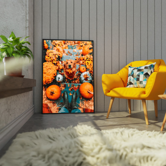 Tapymas pagal numerius, Auksaspalvis retriveris ir moliūgai, 40x50, Other, ANG039