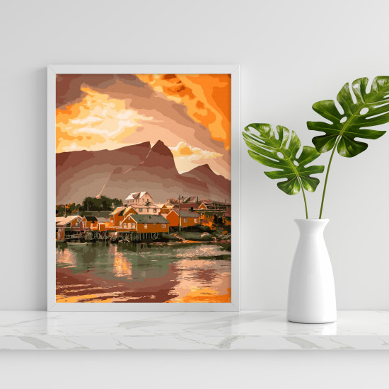 Glezna pēc numuriem, Mājas pie upes, 40x50, Other, ANG013