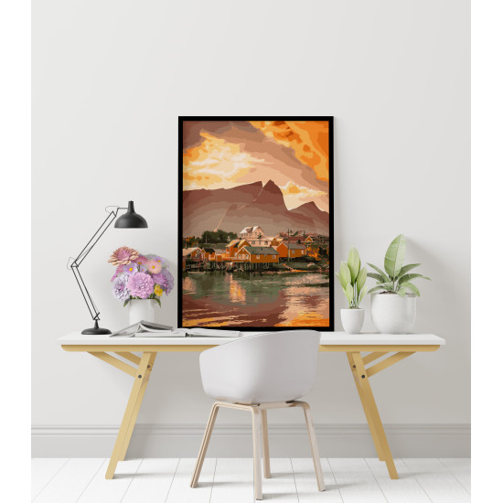 Glezna pēc numuriem, Mājas pie upes, 40x50, Other, ANG013