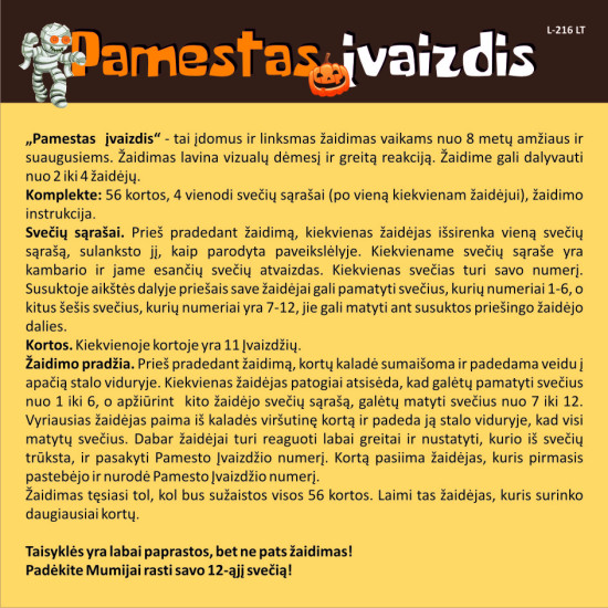 Lautapeli Muumio kadonnut vieras (8+, liettuaksi), PlayLand, L-216LT
