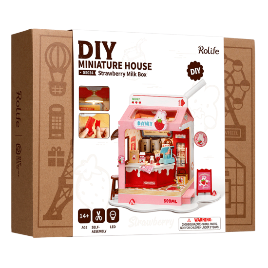 Miniatūra māja, Zemeņu piena kaste, Rolife, DS034