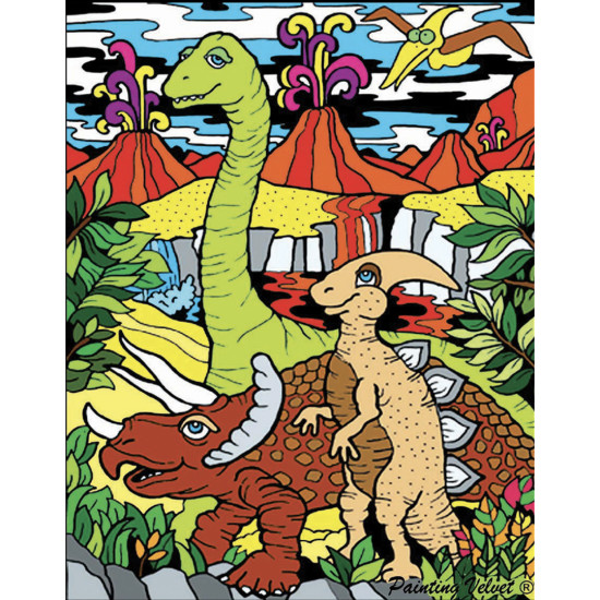 Colorvelvet, Mazā bilde A4 ar flomasteriem, Dinozauri, SMALL 25F