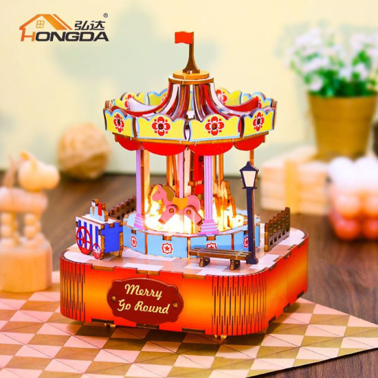 3D Miniatūra māja, Griezes Karuselis, Hongda, DMH-MB004