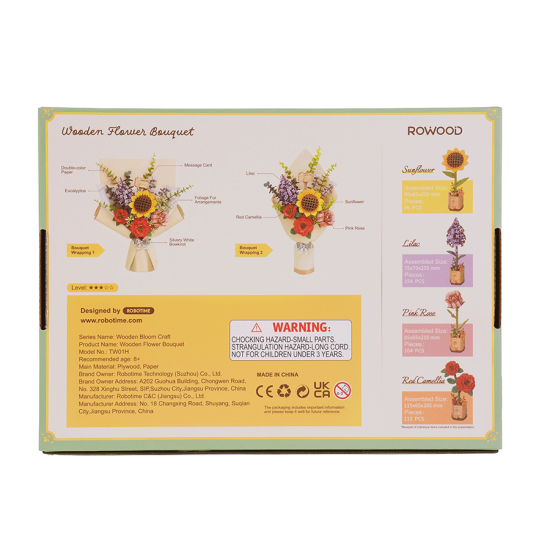 3D puidust pusle, Bouquet, 581 tükki, Rowood, TW01H