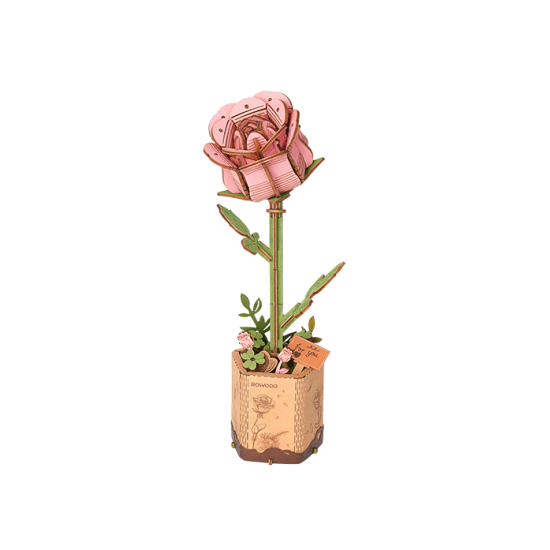 3D koka puzle, Rozā roze, 104 gab, Rowood,  TW041