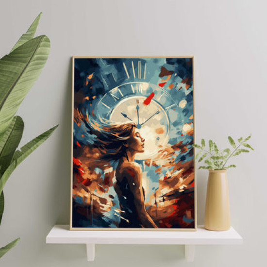 Glezna pēc numuriem, Meitene un burvju pulksteņi, 40x50, Oh-art, ANG844