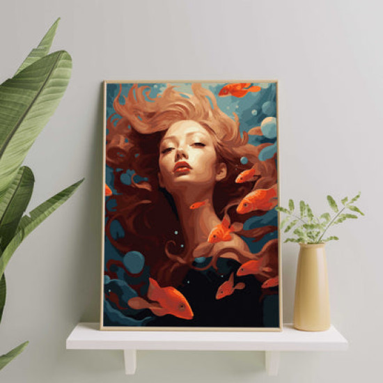 Glezna pēc numuriem, Meitene un zivs, 40x50, Oh-art, ANG849