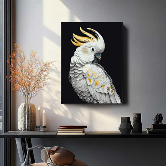 Tapymas pagal numerius, Baltas papūga su auksiniais dažais, 40x50, Oh-art, JX1227