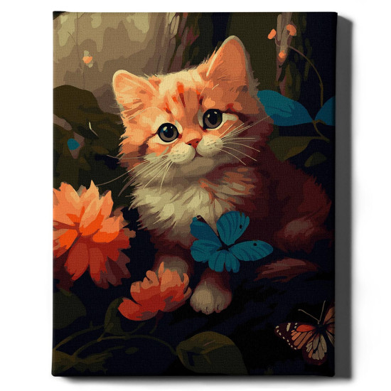 Painting by numbers, Kitten in the forest, 40x50, Oh-art, ANG519