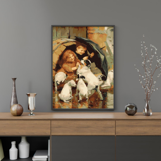 Painting by numbers, Children and puppies, Oh-art, GX40156