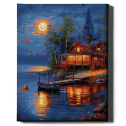 Glezna pēc numuriem 40x50 cm, Māja pie ezera, Oh-art, ANG1013