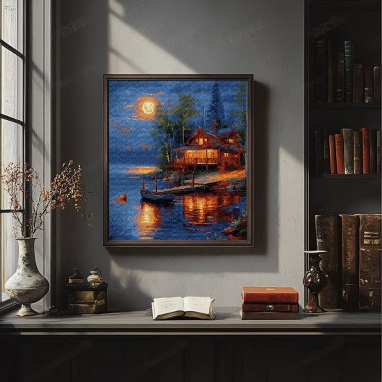 Glezna pēc numuriem 40x50 cm, Māja pie ezera, Oh-art, ANG1013