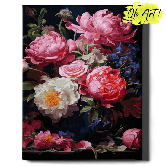 Glezna pēc numuriem 40x50 cm, Peonijas un rozes, Oh-art, ANG790