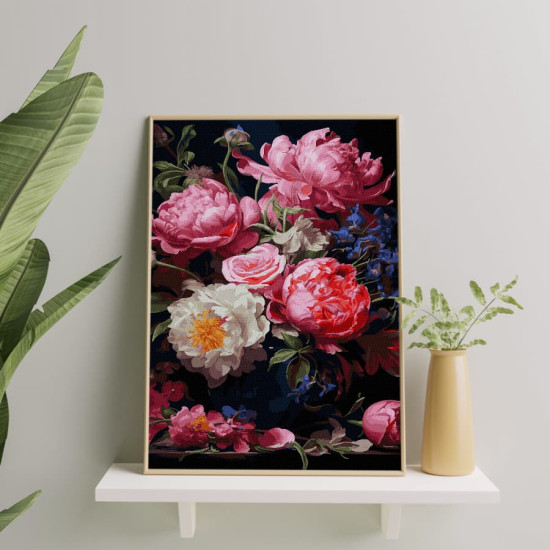 Glezna pēc numuriem 40x50 cm, Peonijas un rozes, Oh-art, ANG790