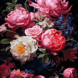 Glezna pēc numuriem 40x50 cm, Peonijas un rozes, Oh-art, ANG790