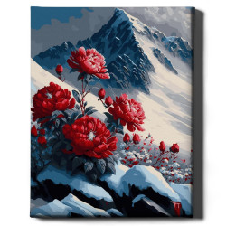 Glezna pēc numuriem 40x50 cm, Ziedi sniegā, Oh-art, ANG824