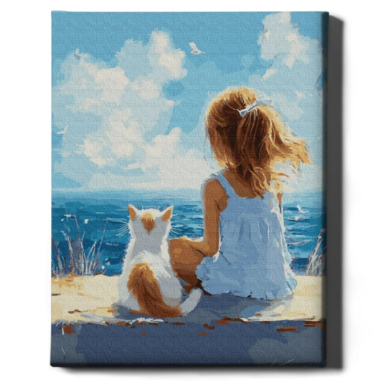 Painting by numbers 40x50 cm, Girl and Cat, Oh-art, ANG970