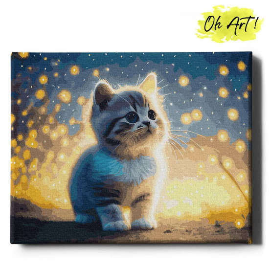 Tapymas pagal numerius 40x50 cm, Kačiukas ir jonvabaliai, Oh-art, ANG983